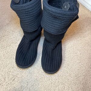 UGG Charcoal Knit Boots with Button Accent